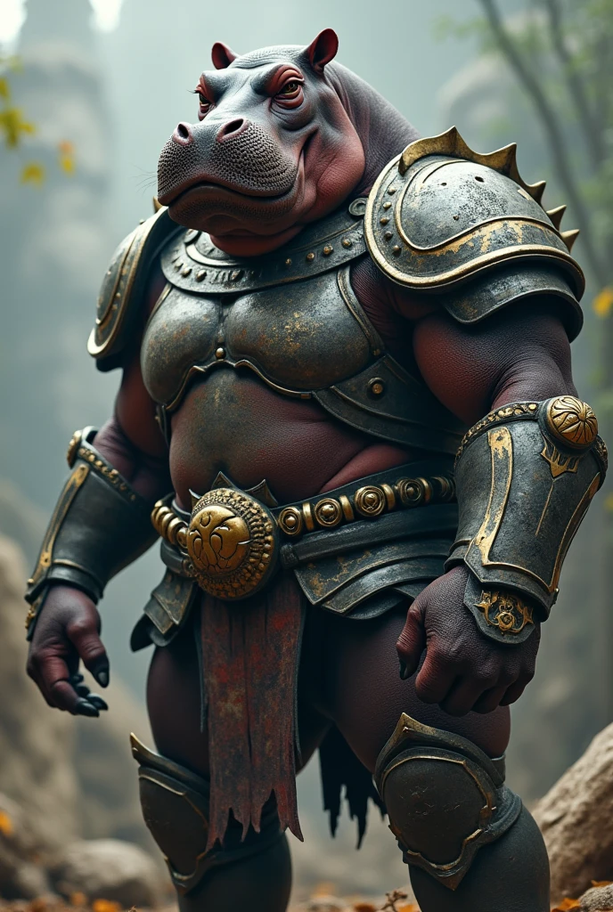 I am the hippo warrior, my armor is lethal and it's equal to the most cruel humans on Earth, The message I want to send is that if we exist , real very real ,24k photography rules film rules cinematic finishes like in photoshop