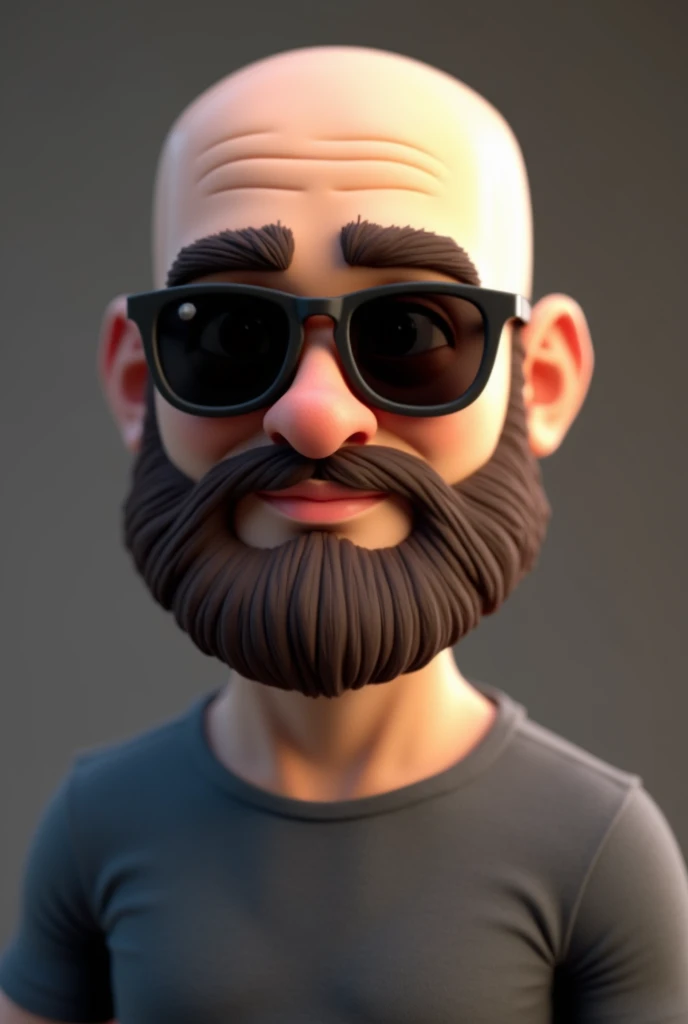 cartoon character of a bald man with a beard, with sunglasses and a dark gray shirt, animation character, stylized character, animation style rendering, 3d stylized, Arnold Maya rendering, Stylized 3D rendering, toon render screenshot, 3d character, 3d character, Stylized 3D rendering, 3D character rendering, cartoon character, Personagem de close up, character posing, (Pixar-style) (master part:1.2) (bokeh) (best qualityer) (skin detailed) (detailed texture) (8k) (Argilla) (cinematic lighting) (sharp focus