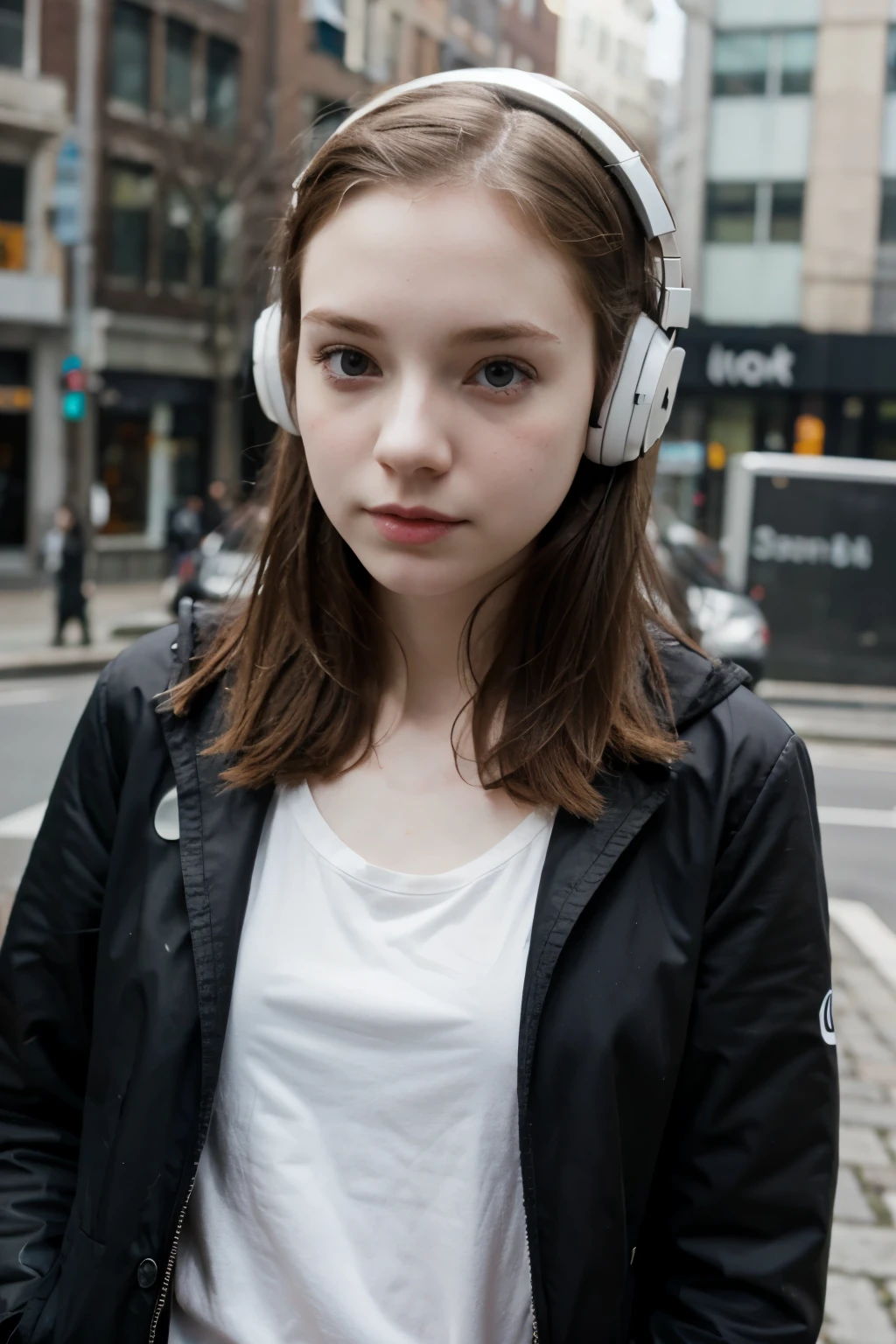 Girl Pale Skin with HeadPhones