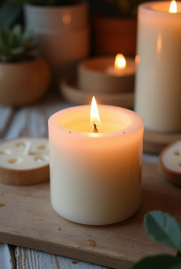 I want you to make a combo of images where these things are reflected:
HANDMADE CANDLE COURSE +
Bono 1: Personalized Lanterns
Bono 2: Create your silicone molds
Bono 3: Create your candle holders and gypsum containers
Bono 4: Basic essential oils course in pdf
Bono 5: Basic handmade soap course in pdf
Bono 6: Basic aromatherapy course in pdf
Bono 7: Ebook of recipes for making soy candles
Bono 8: Frequently Asked Questions
Bono 9: List of suppliers for each country
Bono 10: Support via whatsapp and telegram
Bono 11: Certificate of Completion