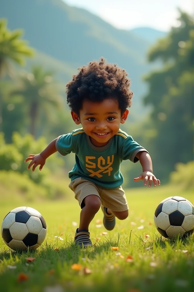 Guatemalan playing with two soccer balls 
