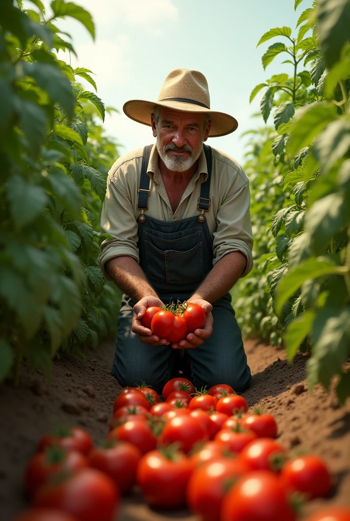 A farmer plucking tomatoes in the field and realistic and pitcher youtube size