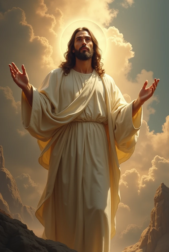 Jesus Christ extending his hand 
