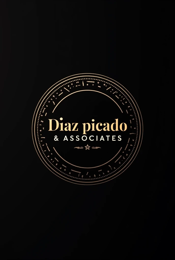 I want to create a logo for my legal firm Díaz picado & ASSOCIATES, containing the date of creation 1993 That is circular, in gold with dark background