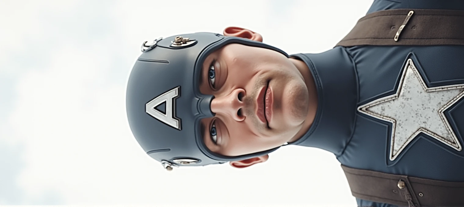 a close-up of my face like I'm Captain America