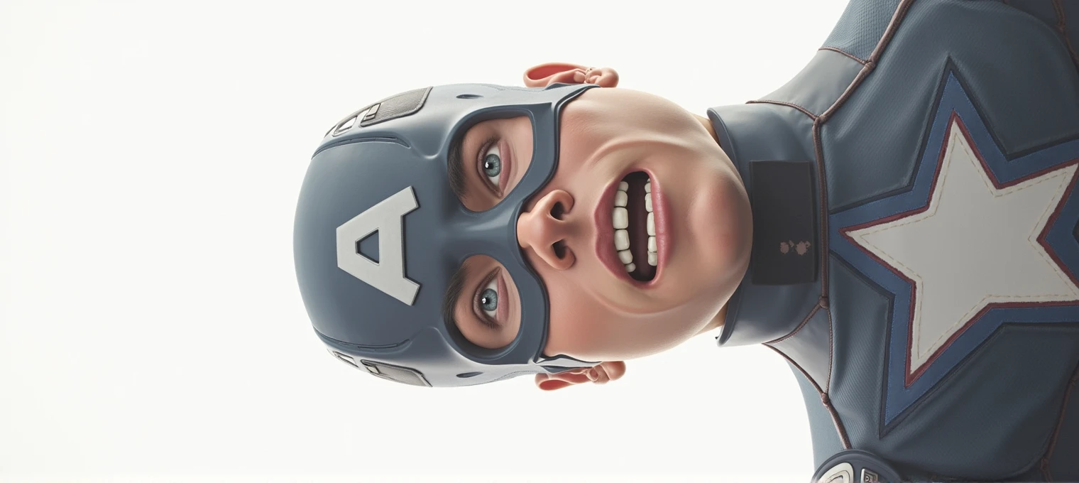 a close-up of my face like I'm Captain America