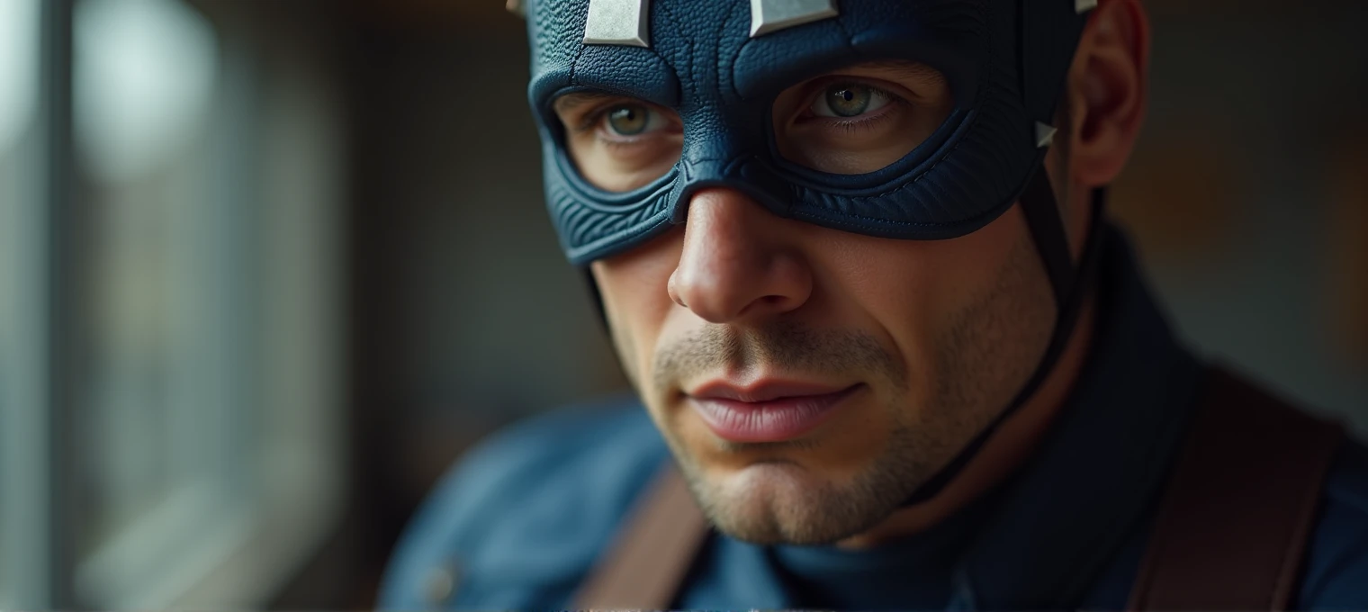 a close-up of my face like I'm Captain America