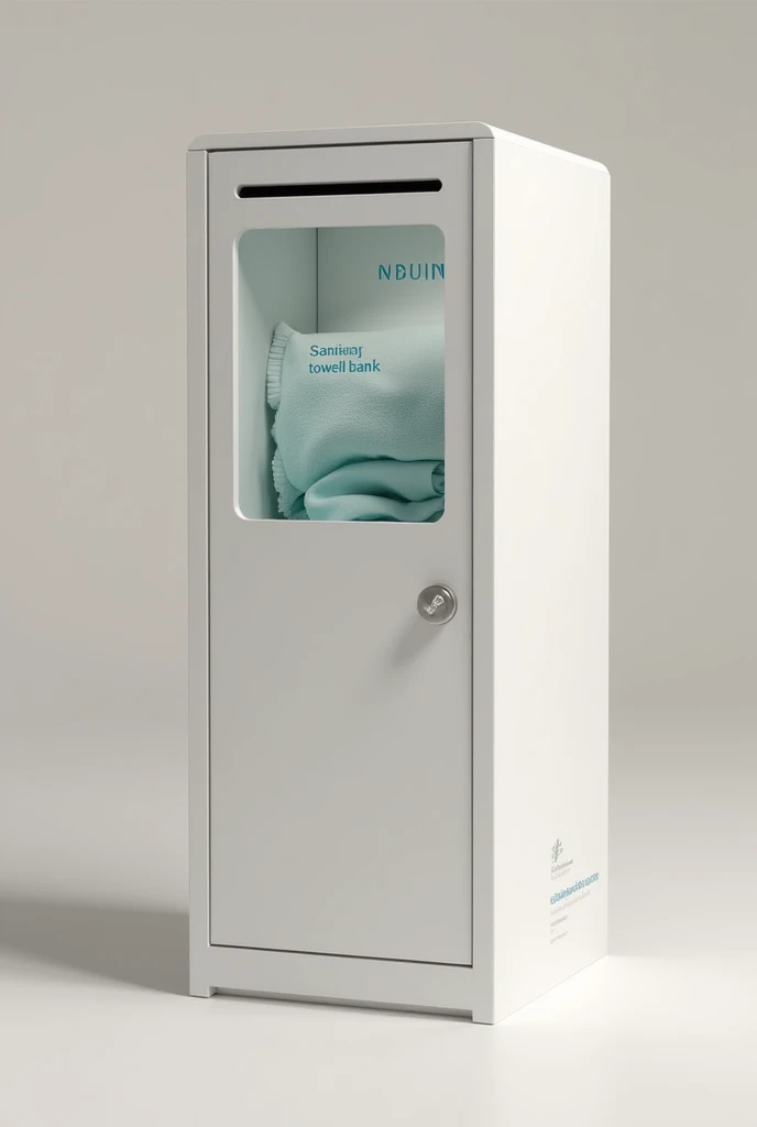 Design a sanitary towel bank in a shape of a box. It will. Be used to put sanitary towel for donations. Put some cool hashtags. Should be a cuboid 