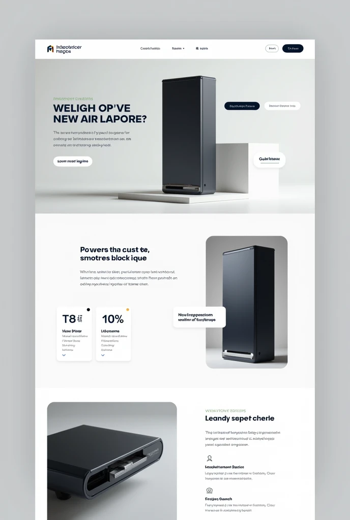 Un landing page de un producto nuevo