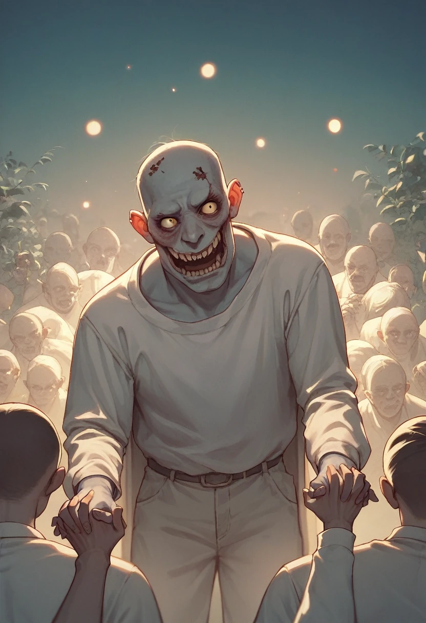 zombie riase from the grave in hand holding bitcoin theme horror at night
