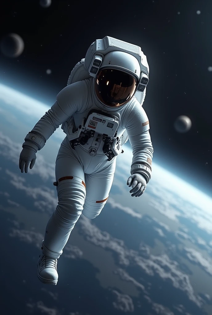 a human in space