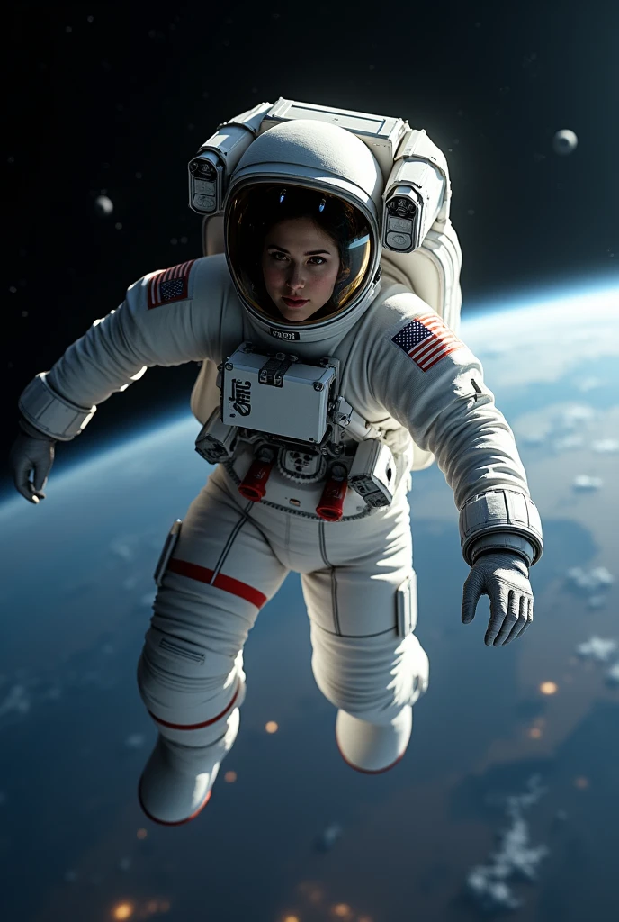 a human in space