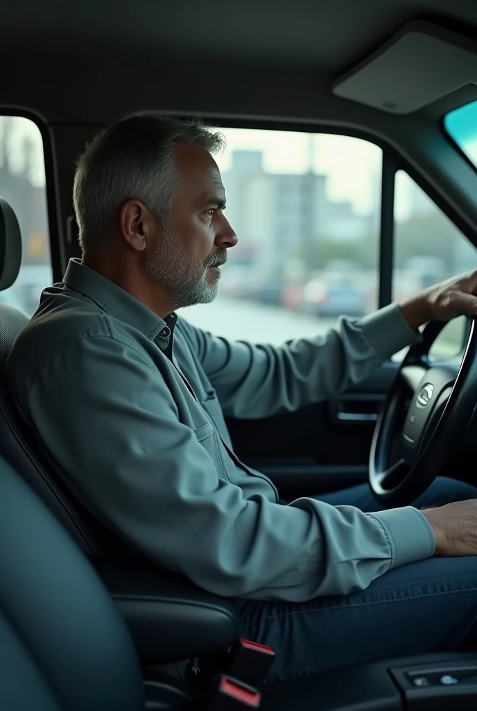 one man in car