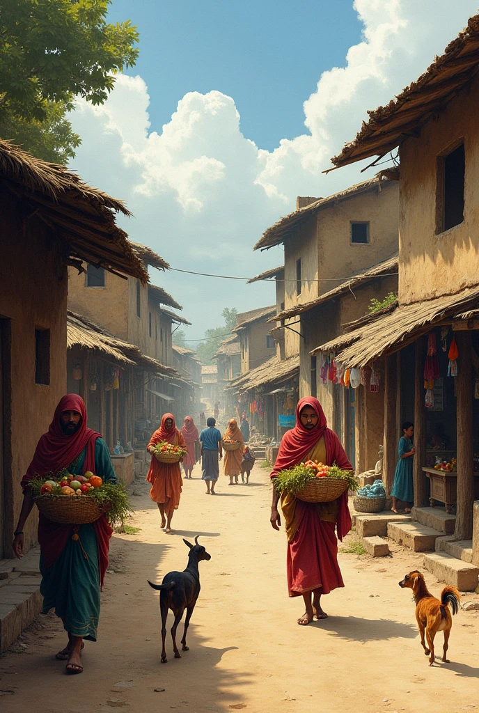 An Indian poor village street in 2003 year