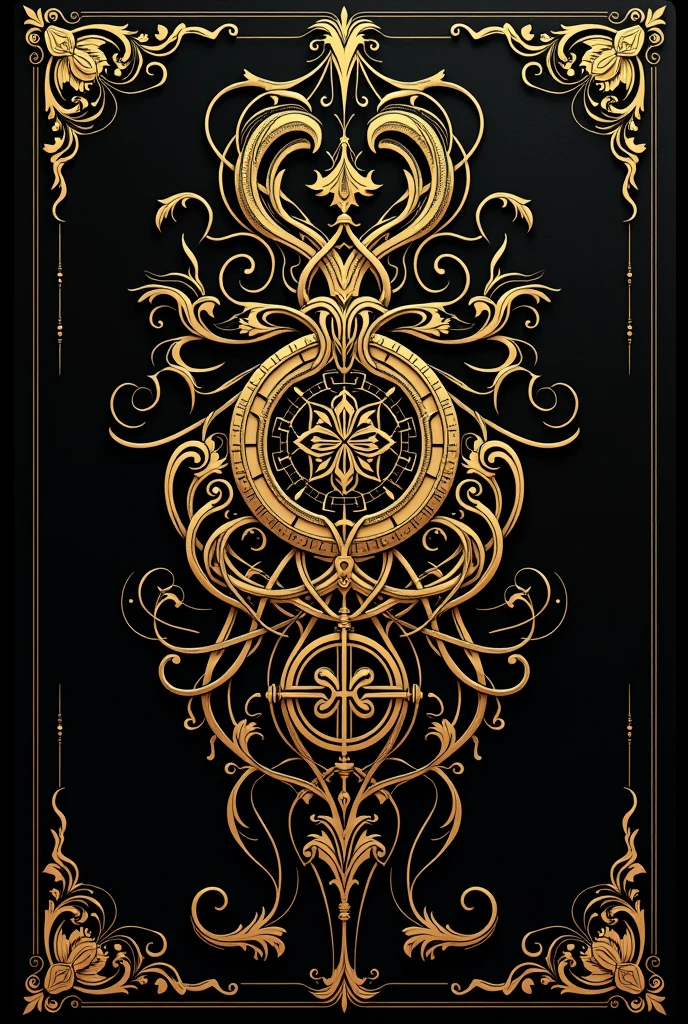 Full Page,Card Back,black,Gold lines,Elegance,Chinese totem style,sense of entanglement
