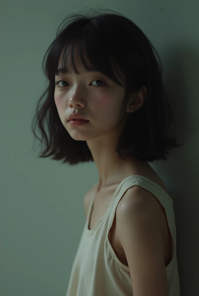 A female junior high school student without clothes