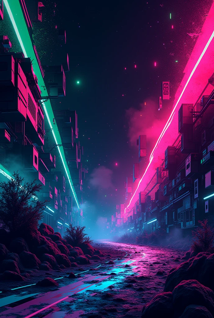 Create a background for a 90s rave-style flyer with neon colors 