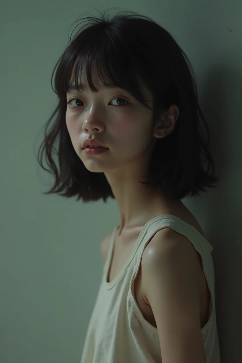 A female junior high school student without clothes