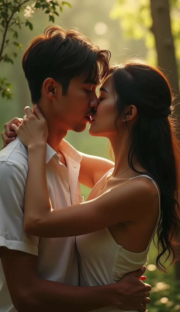 Two friends kissing