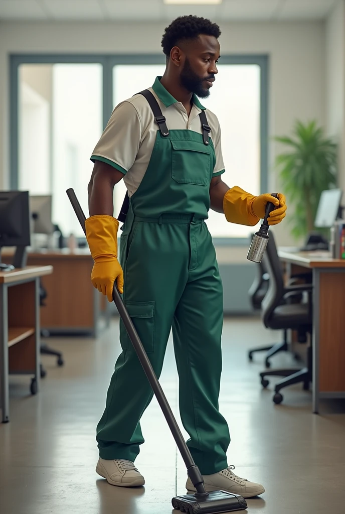 Un employé du nettoyage africain.