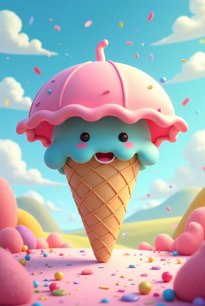 Create the environment to be able to color an ice cream in the shape of an umbrella