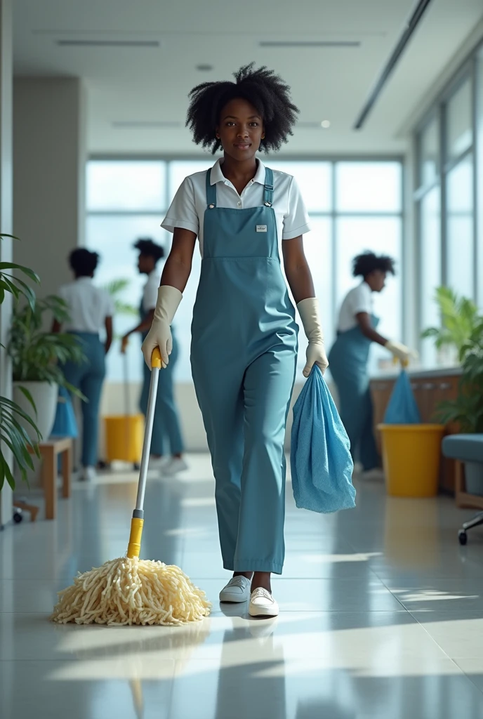 Des employés du nettoyage africain.