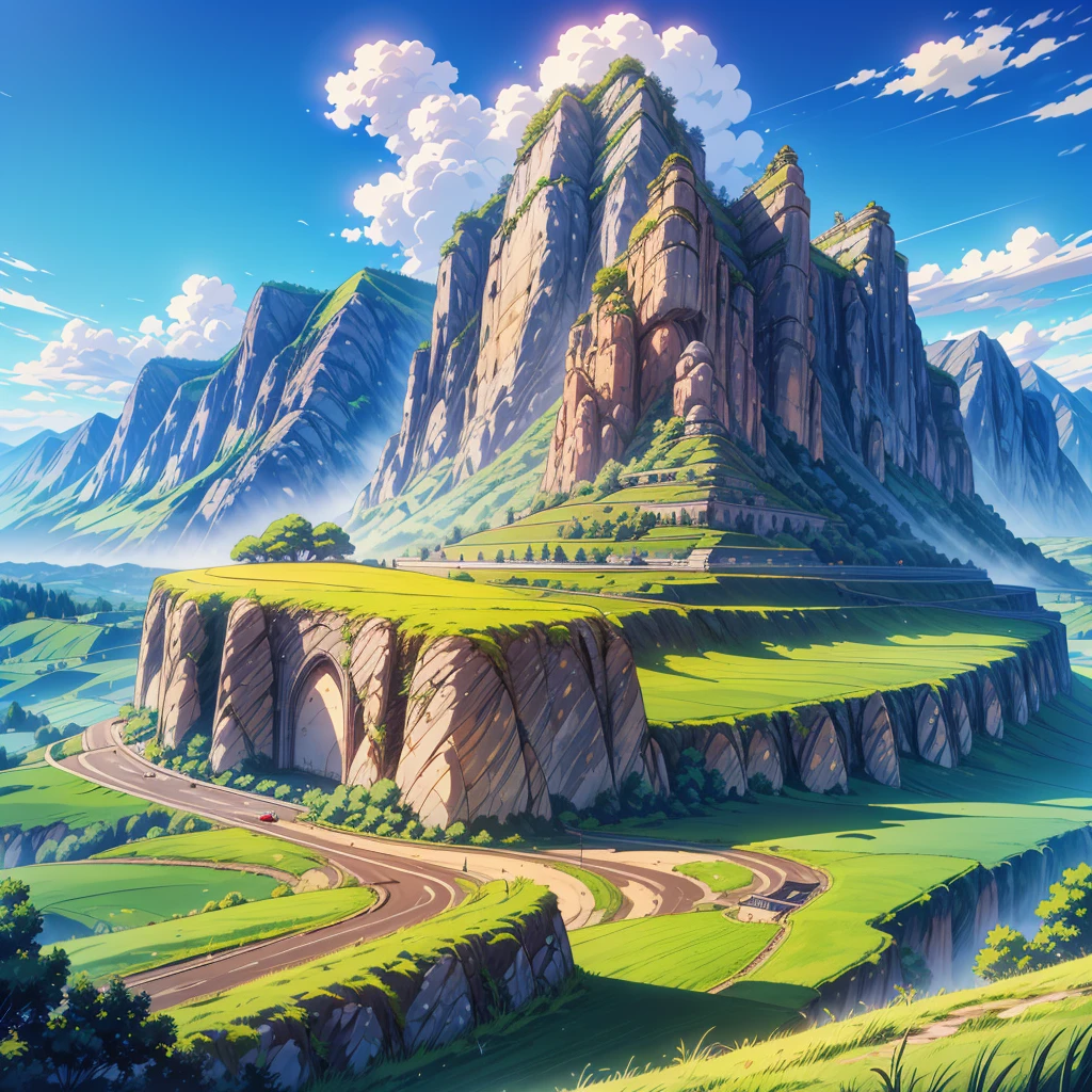 tmasterpiece,64k,Countryside painted with stone walls and stone fences, anime countryside landscape, distant village background, Anime background art, Anime landscape concept art, beautiful anime scenery, Anime landscapes, medieval village on the plains, town background, Anime landscape, Countryside, anime landscape wallpapers, arte de fundo, anime backgrounds, amazing wallpapers, countryside city scene, landscape artwork, background artwork,super detailed,vivid color,studio lighting,professional photography,uhd