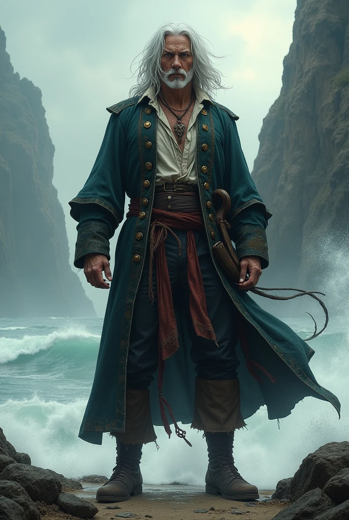 Mon personnage est un surhumain de 24 ans qui est un homme et qui est pirate
Il est assez grand, il a les cheveux blancs et mi-longs
Il fais trembler la terre en dessous de lui 
Il est fort