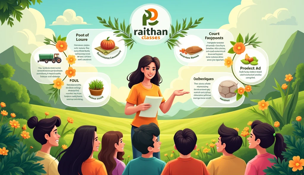 Create a poster for my coaching centre were i teach all about agriculture subjects which name is Raithan Classes