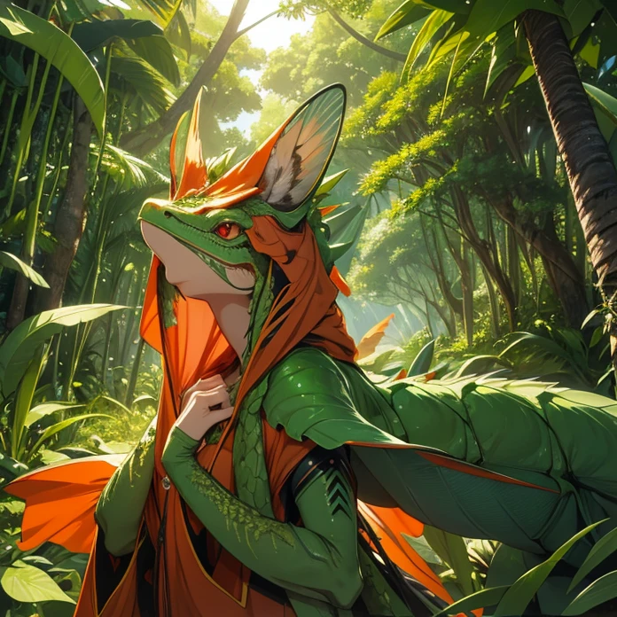 High Resolution, Anime, Character Design, Digital Art, HD, Best Quality, Masterpiece, Super Detailed, high fantasy,
{{creature: green praying mantis with iguana head and face(red jungle trees, orange sandy road, morning day))}}