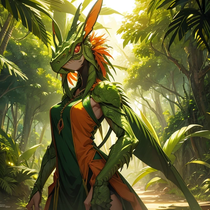 High Resolution, Anime, Character Design, Digital Art, HD, Best Quality, Masterpiece, Super Detailed, high fantasy,
{{creature: green praying mantis with iguana head and face(red jungle trees, orange sandy road, morning day))}}