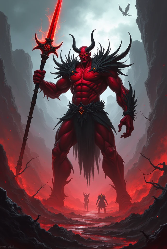 AATROX from League of Legends holding the Darkin blade in Hell