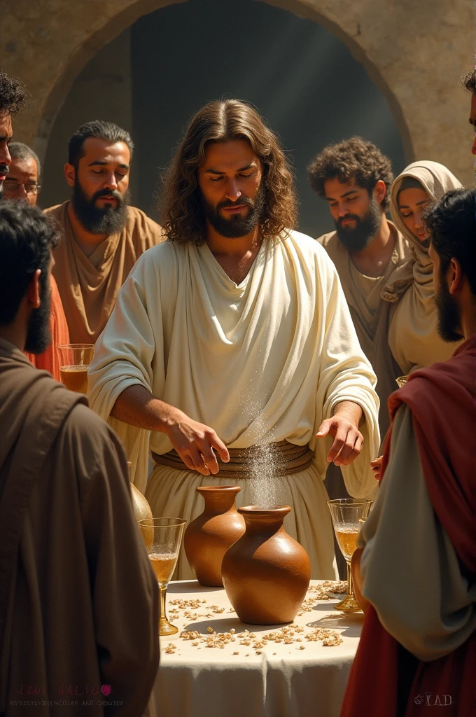 I want a picture of Jesus turning water into wine.