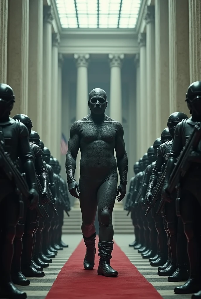 Human soldiers serving the dictator who is a humanoid rubber.