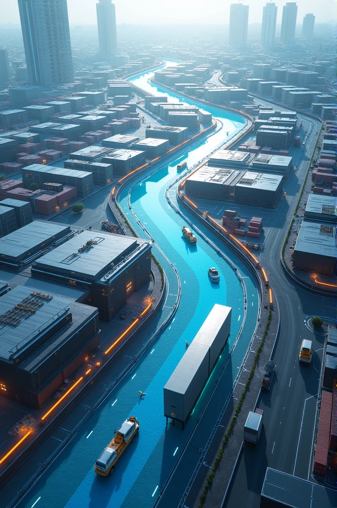 Create me a 16:9 image of supply chain 4.0