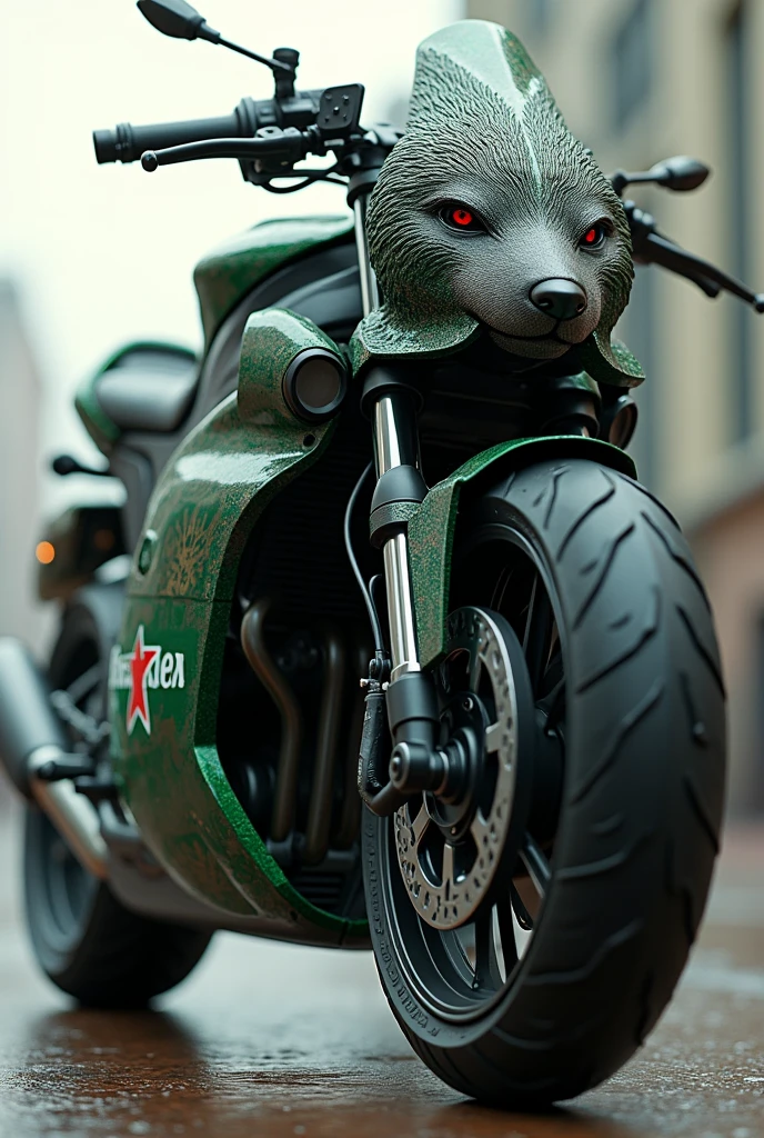 (Photorealism:1.2), wolf motorcycle, heineken,
