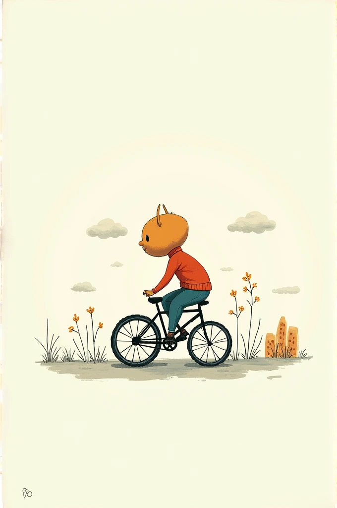 Riding a bike but looking like it was drawn