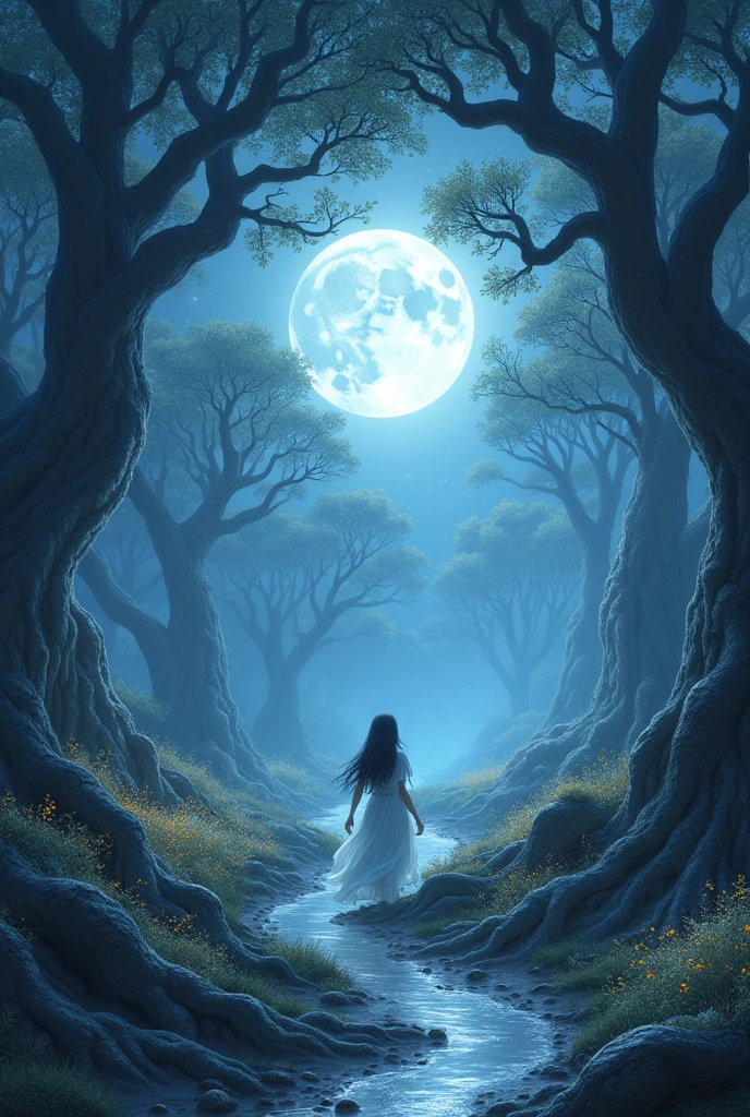 Made me a moonlight world. No sun only moonlight. Tree are depending on moonlight