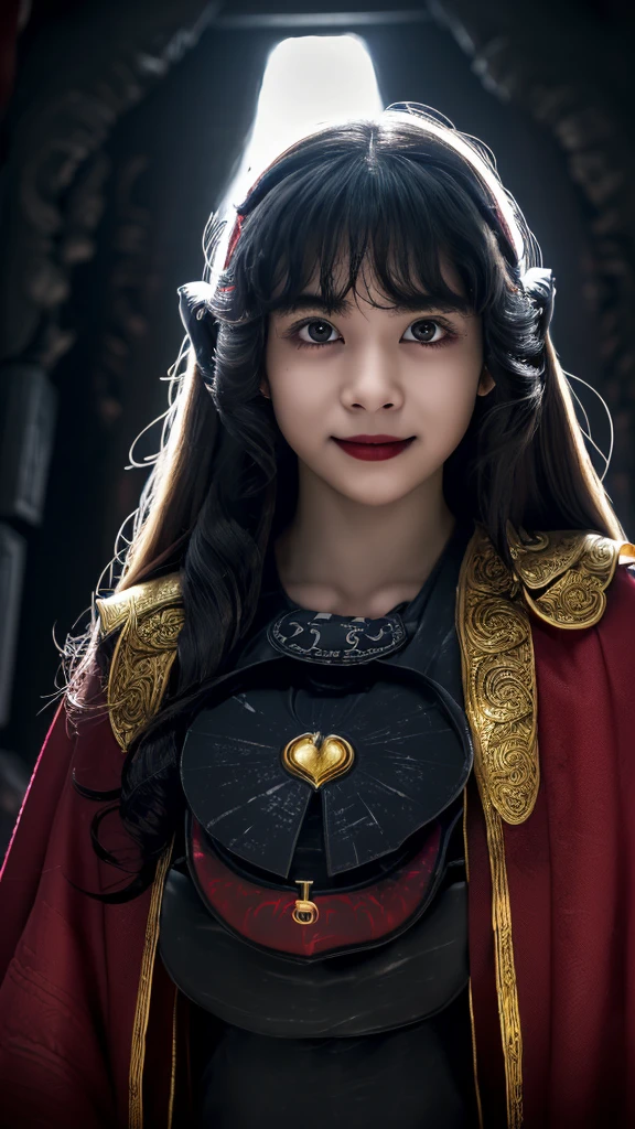 (16K、RAW Photos、Highest quality、masterpiece)、(Actual photo)、Highest quality、score_9、score_8_up、score_7_up、8k、Japanese、、((((15 years old))))、((((super big chest:1.4))))、Young face、Primary school students、Twin tails、A well-defined nose、Bloodshot eyes、Ruthless smile、Dark Priest、luxurious white robe、Decorated red cloak、(((temple of evil religion)))、((((Forbidden Secret))))、((((The Dark God Descends:1.4))))、((((Bring the Dark God into your body:1.4))))、((((The Light of the Storming Darkness))))、((((Dark aura behind the girl:1.4))))