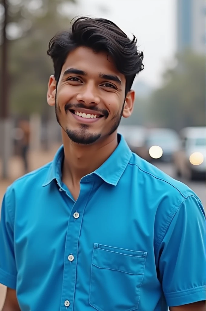 Anuj prajapati name ka ladka blue shirts pahene huve hai.