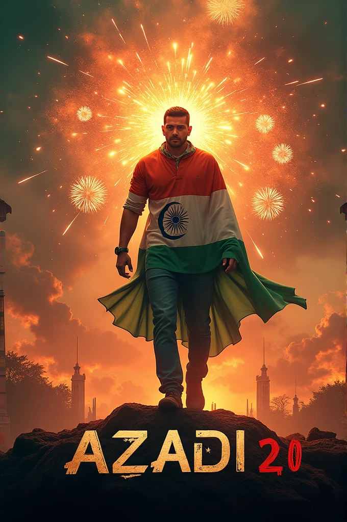 Give me attractive independence day thumbanial for YouTube ratio 16:9 written azadi 2.0