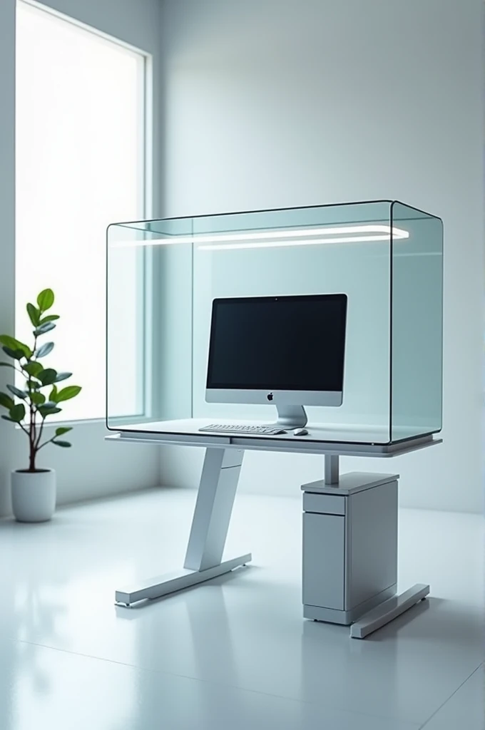Comuper table and plastic transperent computer table long box cover that covers all over the computer