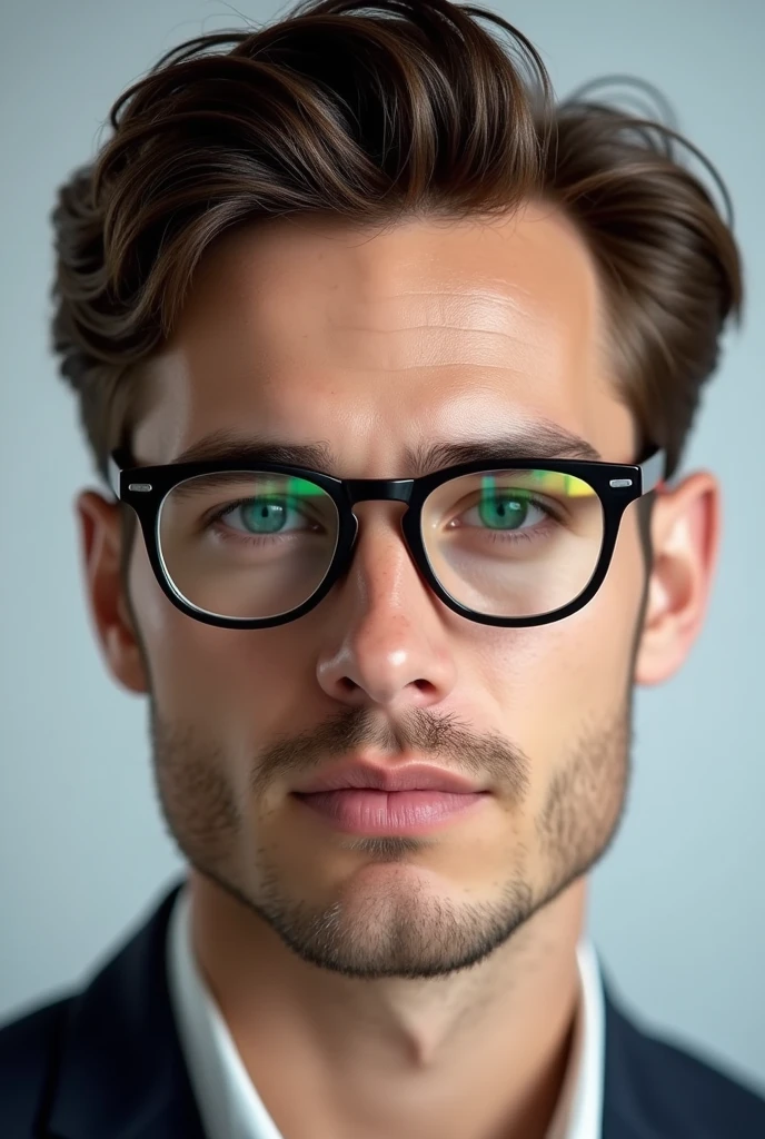 I want an image of a person with two pairs of glasses, one with reflections and one without reflections to show the difference. The image should be attractive, clear and easy to understand to convey the benefits of anti-reflective lenses