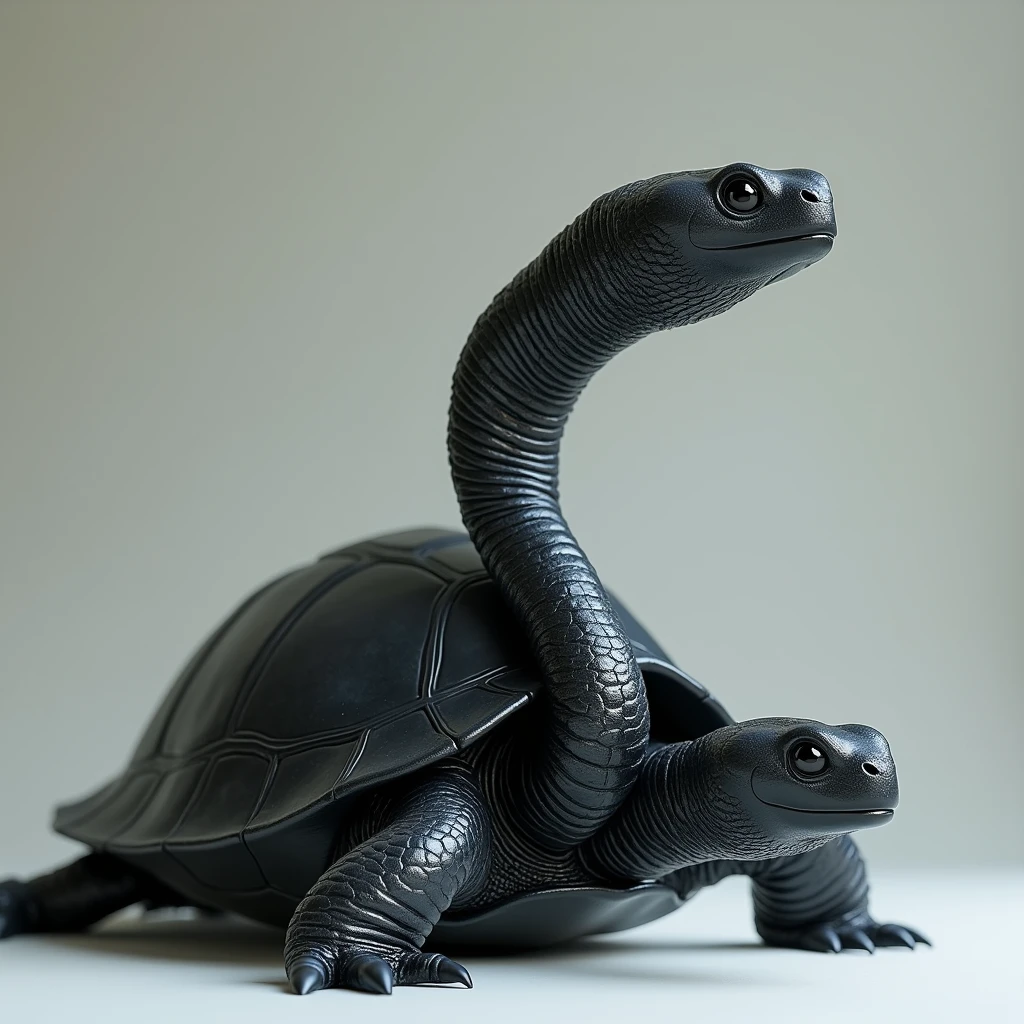 jenny turtle，detailed，8k、Long neck and sound like a snake、Black turtle、リアルでdetailedな画像