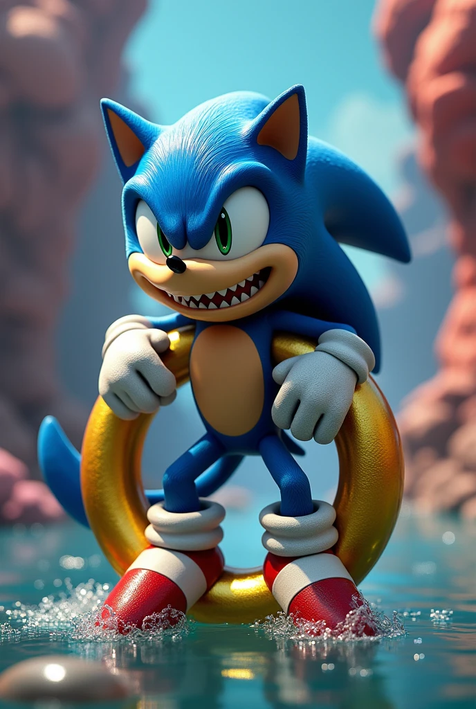 Shark sitting on Sonic's yellow ring