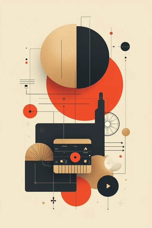 Poster with rewind theme, simple and elegant, using graphic materials only