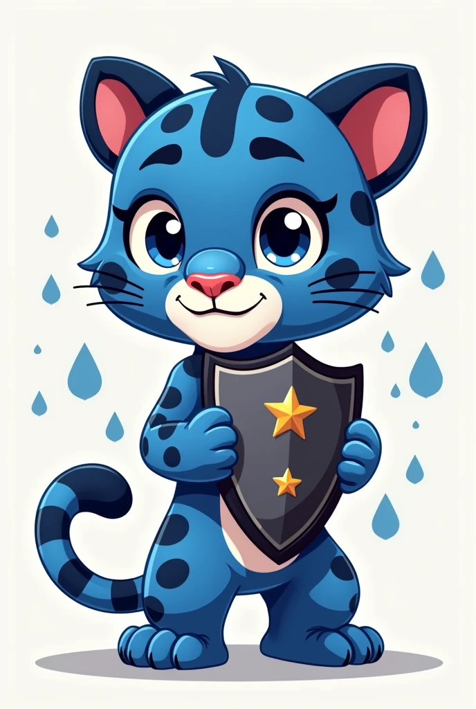Cute animated cartoon panther shield