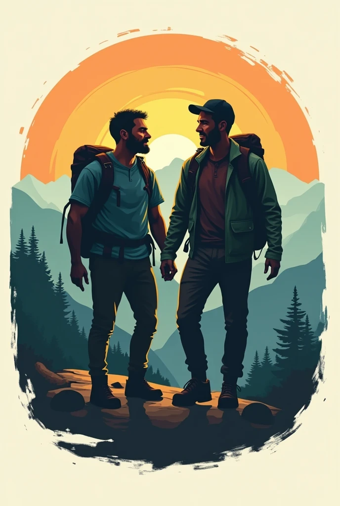 Logo that reflects a travel project walking through South America 2 men 