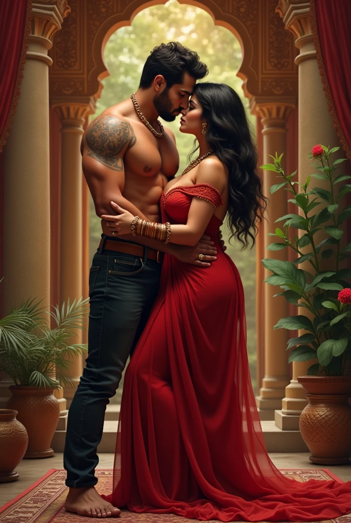 Big hot girl kissing a man in indian style pk