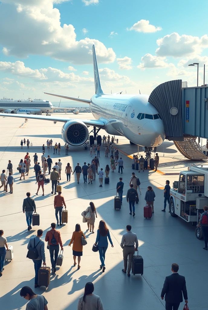 Boarding and disembarking procedure for an airline aircraft

